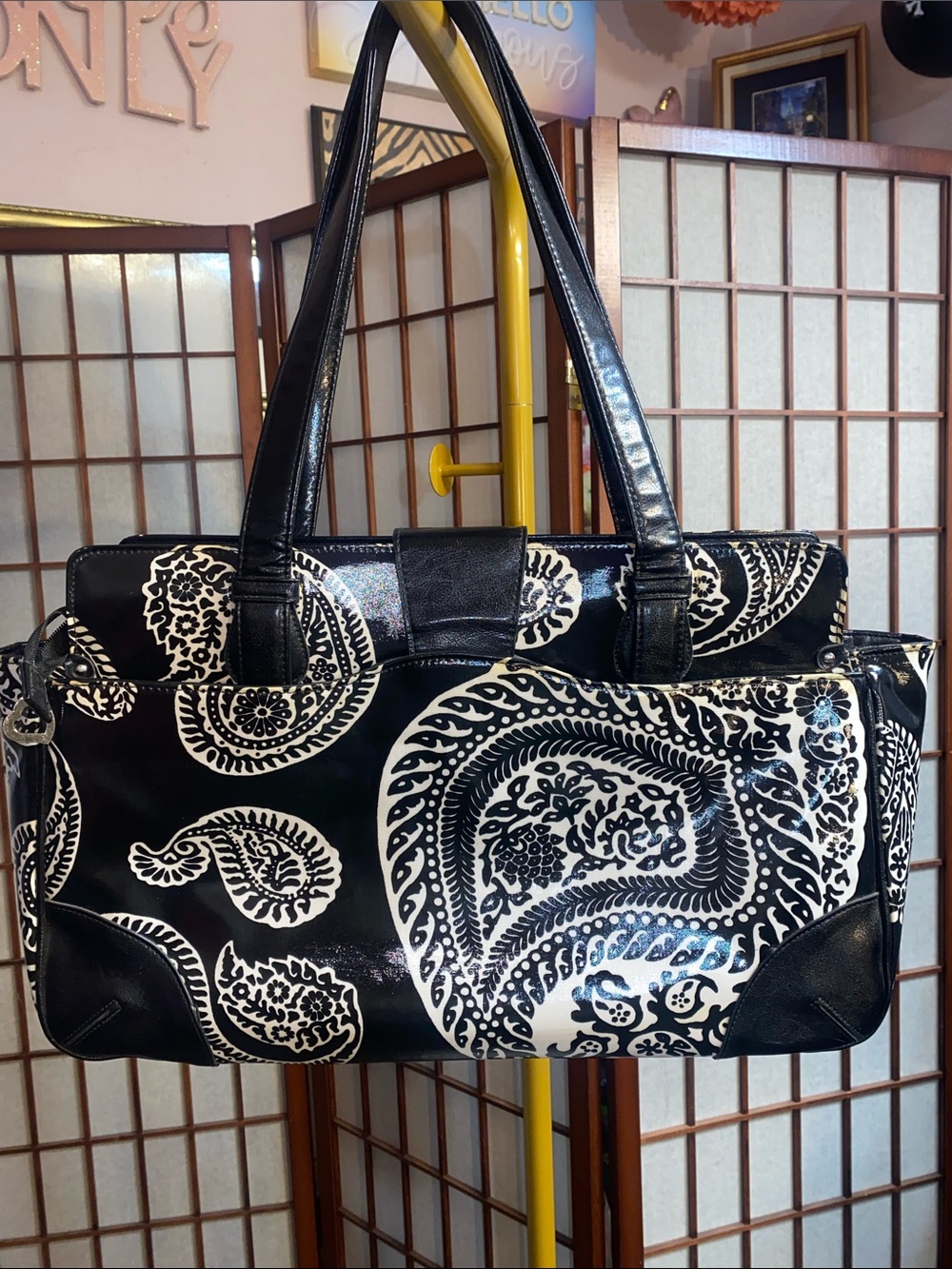 Gigi Hill Latched Water Resistant Tote Purse with Striped Interior - Picture 12 of 17
